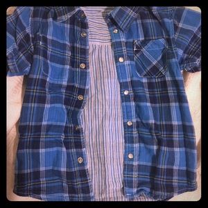 Reversible plaid button down top